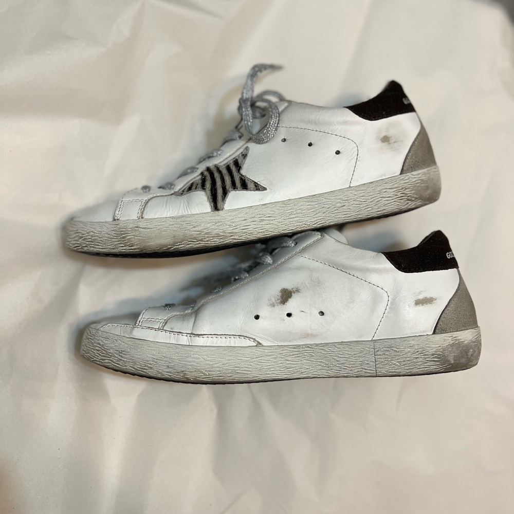 GOLDEN GOOSE Deluxe Brand Superstar Zebra-Striped Star Sneakers Size 9.5 - Picture 8 of 14